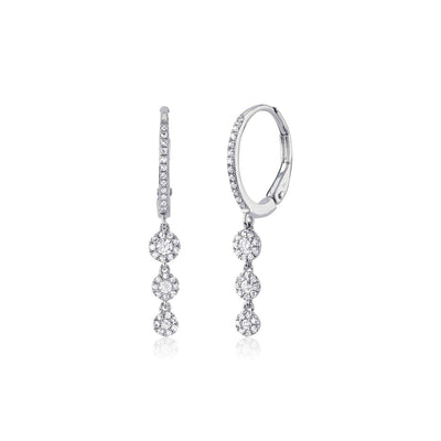 Shy Creation Triple Diamond Circles Drop Earrings