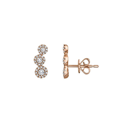 Shy Creation Triple Diamond Halo Climber Earrings