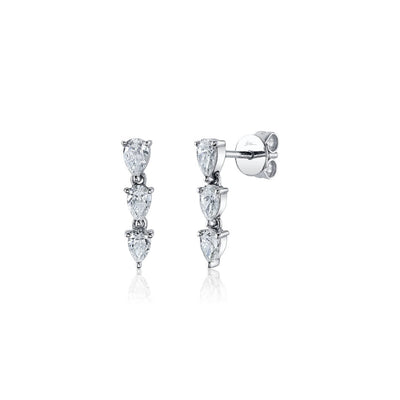 Shy Creation Triple Pear Diamond Earrings