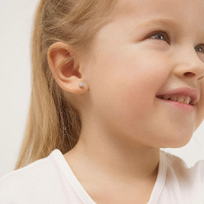 Pink Heart Bezel Little Girl's Stud Earring