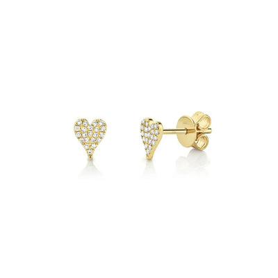 Shy Creation Small Pave Diamond Heart Studs