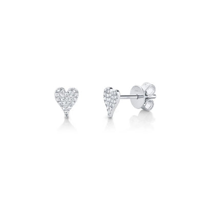 Shy Creation Small Pave Diamond Heart Studs