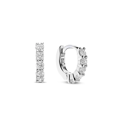 Ti Sento Milano 10mm Zirconia Silver Huggie Hoops