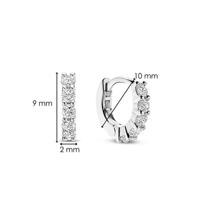 Ti Sento Milano 10mm Zirconia Silver Huggie Hoops