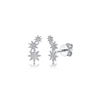 Shy Creation Triple Diamond Starburst Earrings