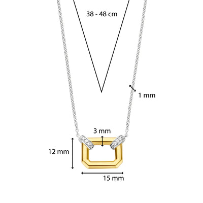 Ti Sento Milano Two Tone Rectangular Necklace