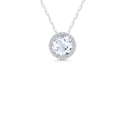 Round White Topaz & Diamond Necklace