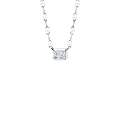 Shy Creation Emerald Cut Diamond Sparkle Chain Necklace