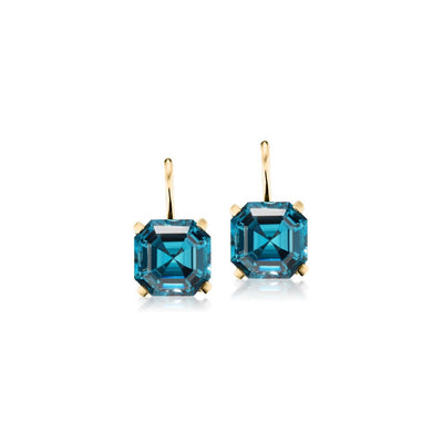 Jane Taylor London Blue Topaz Octagonal Drop Earrings