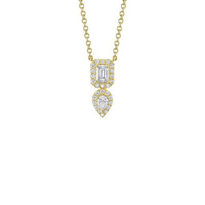 Shy Creation Emerald Cut & Pear Diamond Necklace