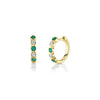 Shy Creation Emerald & Diamond Huggie Hoops