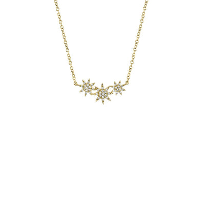 Shy Creation Triple Diamond Starbursts Necklace