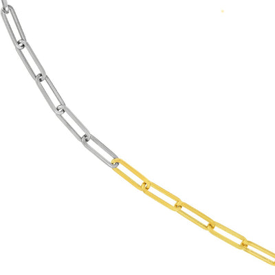 Two-Tone Paperclip Chain Necklace