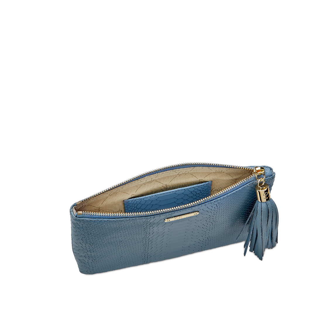 GiGi NY All in One Leather Slate Blue Clutch Desires by Mikolay