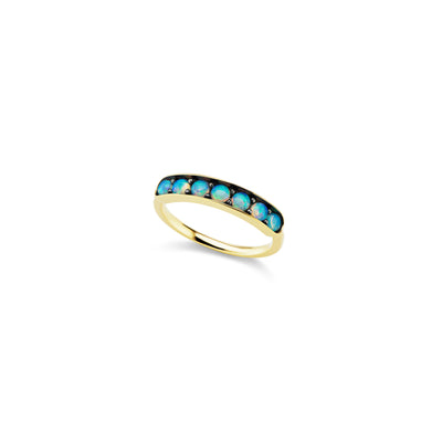 3mm half eternity band Australian opal in yellow gold