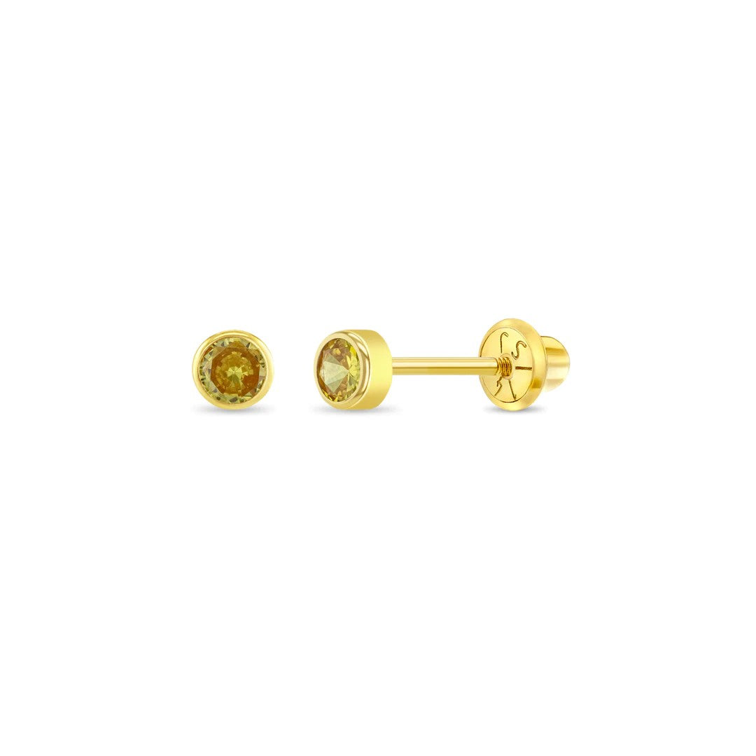 14k Yellow Gold Half Ball Earrings Fluted Flat Back Screwback 4mm 5mm –  Massete