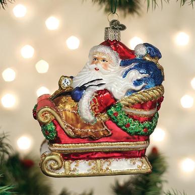 Old World Christmas Santa In Sleigh Ornament