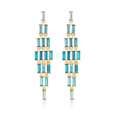 Jane Taylor Cascade Baguette Earrings in Ombre London Blue Topaz