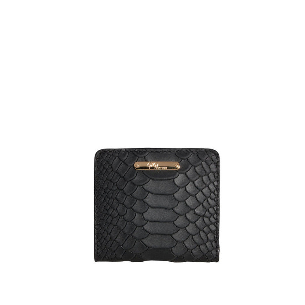 Slim Python Leather Wallet, Matte Black