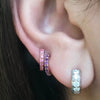 Jane Taylor Slim Huggie Hoop Earring in Pink Spinel