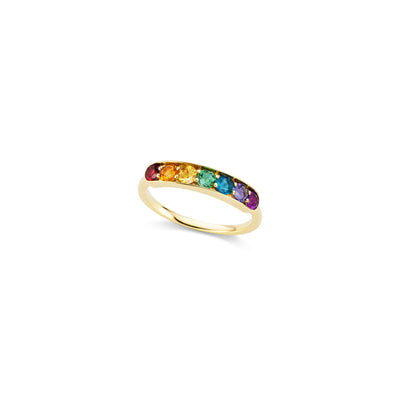 Jane Taylor Cirque Large Half Eternity Band with Rainbow Gemstones