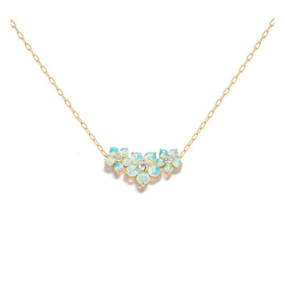 Jane Taylor Round Floral Trio Necklace with Opal